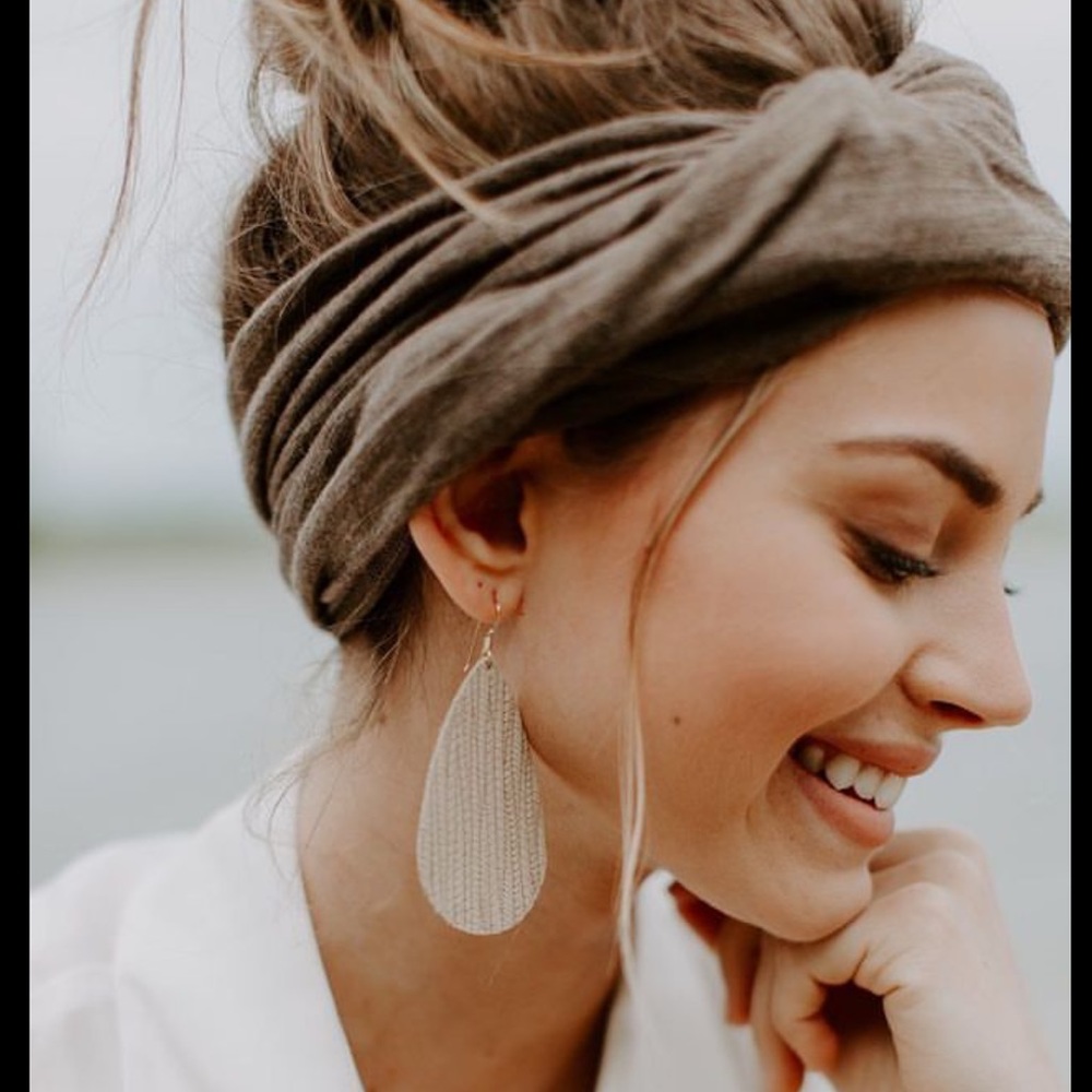 Nickel and Suede Large Teardrop Leather Earrings Birch Grove